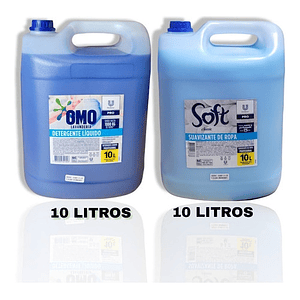 Detergente Omo + Suavizante Soft 10 Litros C/u Pack