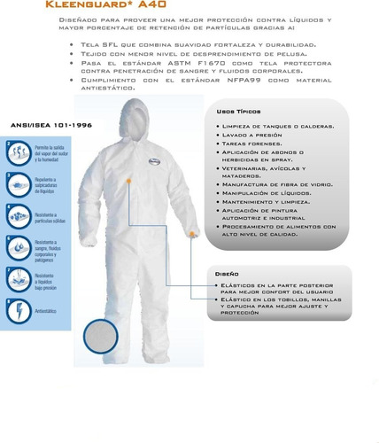 Traje - Buzo De Protección Kleenguard A40 Alta Resistencia  4