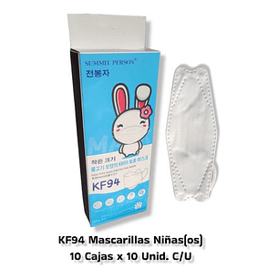 Mascarillas Niños Kf94 Alta Protección 10 Cajas X 10 U. C/u.