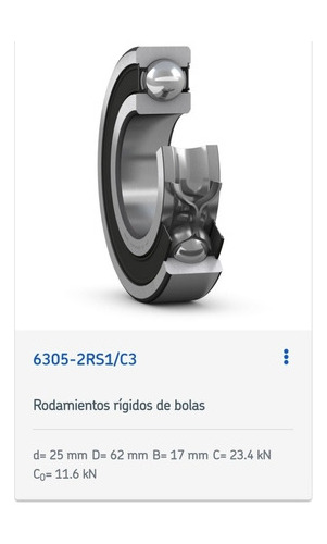 Rodamiento 6305-2rs1/c3 Skf Rígido De Bolas Med: 25x62x17 Mm 5