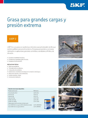 Grasa Skf Grandes Cargas Y Presión Extrema 5 K.  Lgep 2/5 5