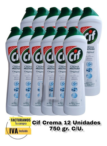 Cif Crema Limpiador Pack 12 Unidades X 750grs. C/u  1
