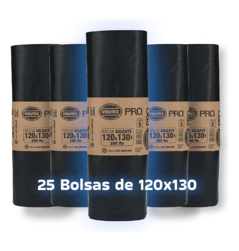 Bolsas de Basura 120x130 - 75 Micras Espesor 5 paquetes x 5 Unidades C/U 1