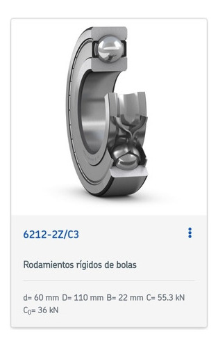  Rodamiento 6212-2z/c3 Skf Rígidos De Bolas Medida:60x110x22 2