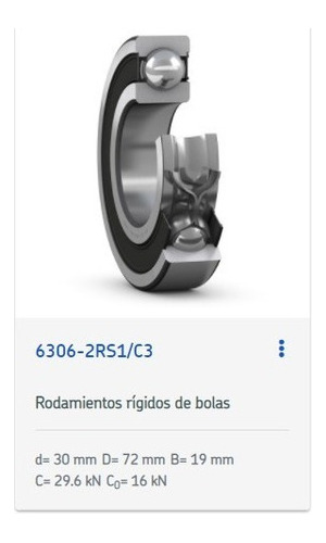 Rodamiento 6306-2rs1/c3 Rígido De Bolas - Skf Med: 30x72x19 4