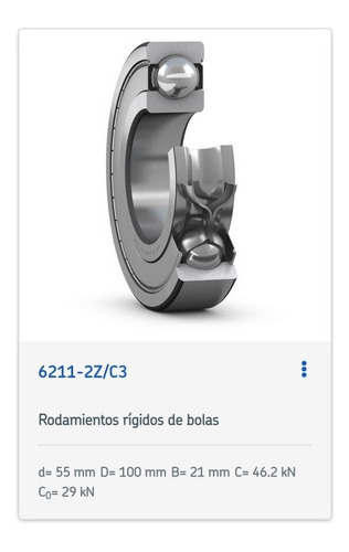 Rodamiento 6211-2z/c3 Rígido De Bolas Skf Medidas 55x100x21 6