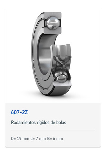 Rodamiento 607-2z Rígido De Bolas Skf Medidas: 19x7x6 Mm. 2