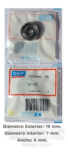 Rodamiento 607-2z Rígido De Bolas Skf Medidas: 19x7x6 Mm. 3