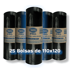 Bolsa Basura 110x120 - 25 Unidades Negra - 75 Micras Espesor