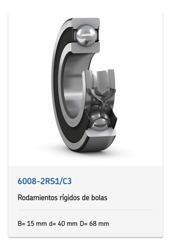 Rodamiento 6008-2rs1/c3 Rígido De Bolas Skf Medidas 15x40x68 7