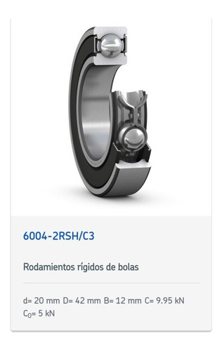 Rodamiento 6004-2rsh/c3 Rígido De Bolas Skf -med: 20x42x12mm 2