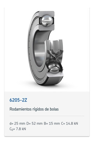 Rodamiento 6205-2z Skf Rígido De Bolas Medidas: 25x52x15 Mm. 5