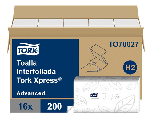 Toalla Interfoliada 16 Pqtes X 200 Hojas C/u Tork To70027 1
