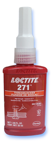 Fijador De Roscas Rojo Loctite 271 Alta Resistencia 50 Ml. 1