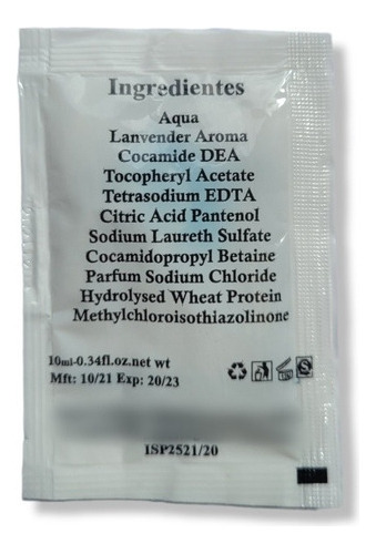 Shampoo + Acondicionador Sachet 2en1 625 Unidades 10 Ml C/u 2