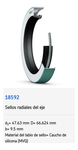 Sello Mecánico 18592 Skf Medidas: 47,63x66.624x9.5 Mm 2