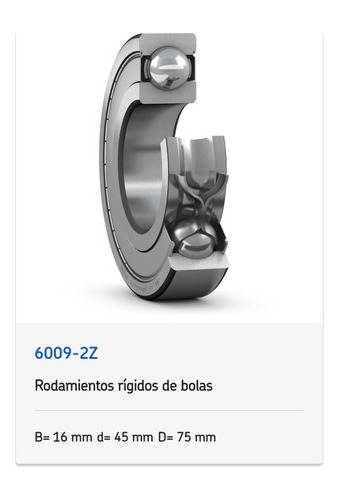 Rodamiento 6009-2z Rígido De Bolas Skf Medidas: 16x45x75 Mm 2