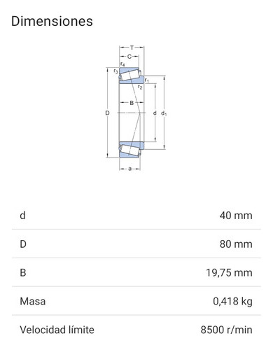 Rodamiento 30208 De Rodillos Cónicos Skf Med: 40x80x19,75 Mm 2