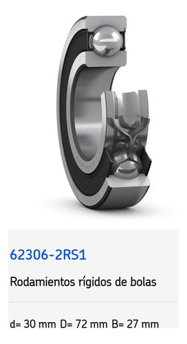 Rodamiento 62306-2rs1 Rígido De Bolas Skf Medidas: 30x72x27 7