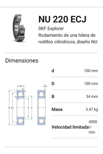 Rodamiento Nu 220 Ecj De Rodillos Cilíndricos 100x180x34 Mm 2