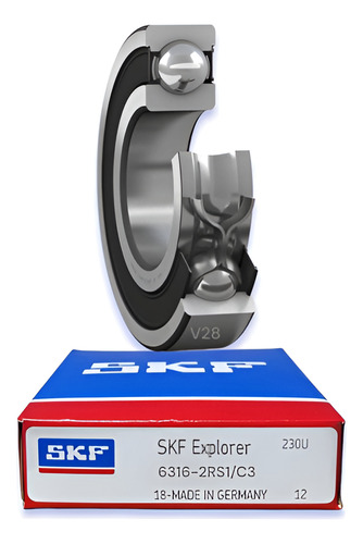 Rodamiento 6316-2rs1/c3 Rígido De Bolas Skf Med: 80x170x39 1