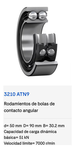 Rodamiento 3210 Atn9 De Bolas De Contacto Angular 50x90x30,2 8