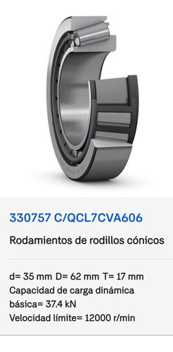 Rodamiento 330757 C/qcl7cva606 De Rodillos Cónicos 35x62x17 3