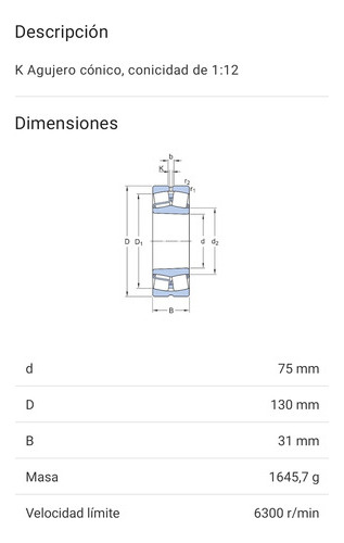 Rodamiento 22215 Ek De Rodillos A Rotula Medidas: 75x130x31 2