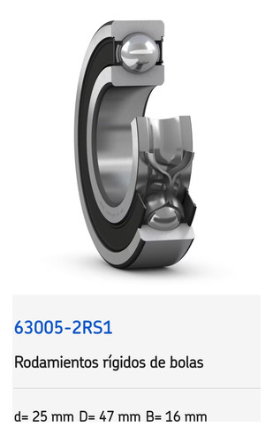 Rodamiento 63005-2rs1 Rígido De Bolas Skf Medidas: 25x47x16 8