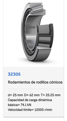 Rodamiento 32305 De Rodillos Cónicos Medidas: 25x62x25,25 3