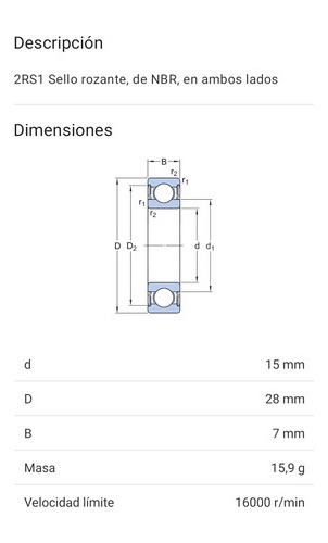 Rodamiento 61902-2rs1 Rígido De Bolas Skf Medidas: 15x28x7 2
