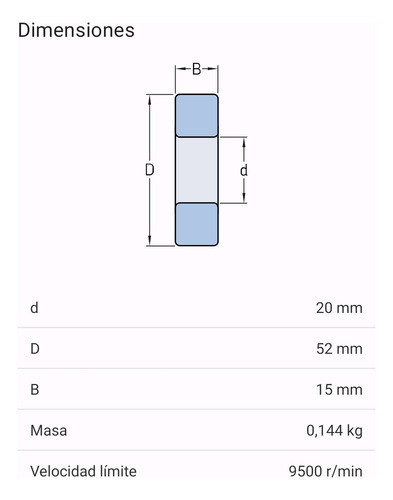 Rodamiento 6304-2rsh/c3 Rígido De Bolas Meidas: 20x52x15 Mm 2