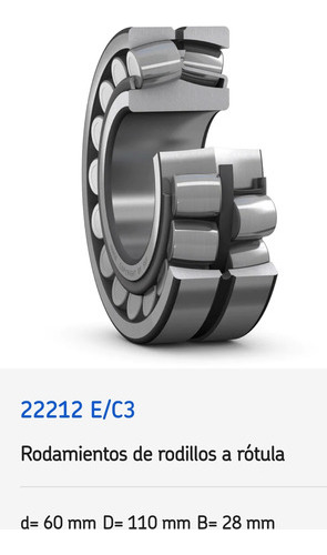 Rodamiento 22212 E/c3 De Rodillos A Rotula Skf Med 60x110x28 4