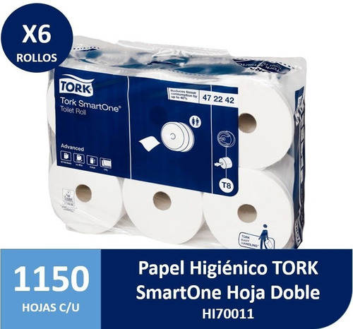 Papel Higiénico Premium Tork Smartone 6 X 207 Mt C/u Hi70011 2