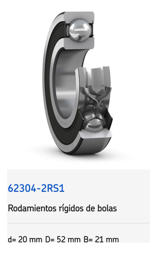 Rodamiento 62304-2rs1 Rígido De Bolas Skf Medidas: 20x52x21 5