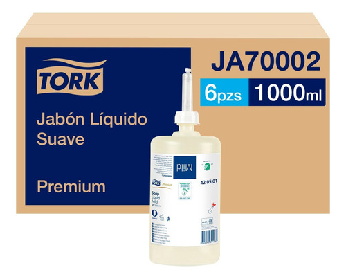 Jabón Líquido Suave Tork 6 Botellas X 1000 Ml C/u JA70002 1