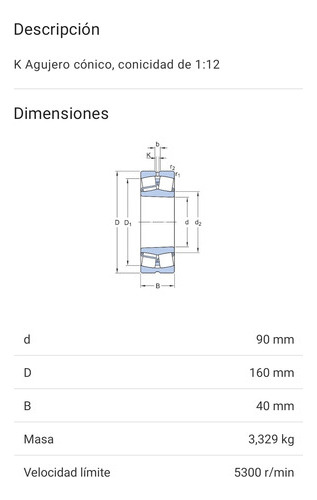 Rodamiento 22218 Ek De Rodillos A Rotula Medidas: 90x160x40 2
