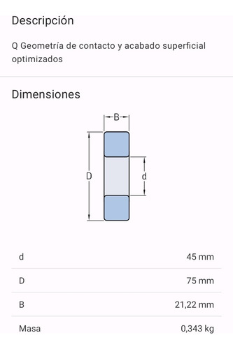 Rodamiento 32009 X/qvk210 De Rodillos Cónicos Med: 45x75x20 2