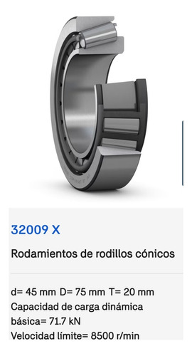 Rodamiento 32009 X/qvk210 De Rodillos Cónicos Med: 45x75x20 3