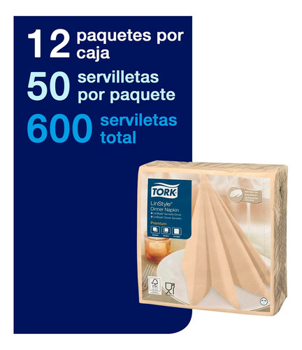 Servilleta Premium Linstyle 12 Pqtes X 50 Hojas Color CREMA 2