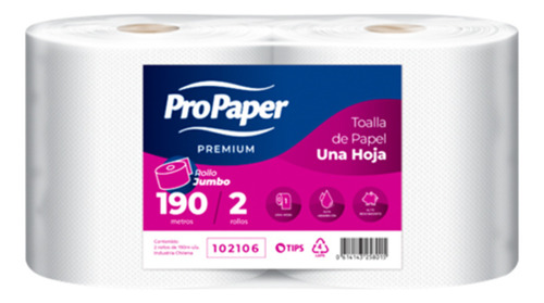 Toalla De Papel 2 Rollos X 190 Mts. C/u H/s Propaper 2