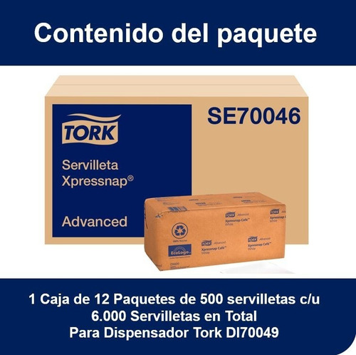 Tork Xpressnap® Café Blanca Advanced 12 Paq / 500 Pzs 5