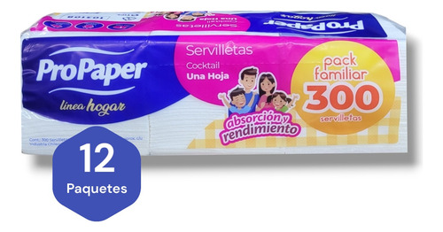 Servilleta Cocktail Hogar 12 Paquetes X 300 Servilletas C/u. 1