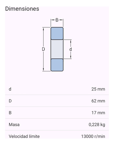 Rodamiento 6305-2z/c3 Skf Rígido De Bolas Med: 25x62x17 Mm 2