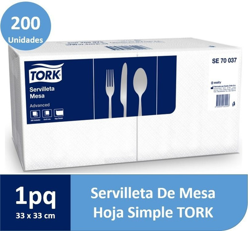 Servilleta de Mesa Tork Advance 33x33cm - 10 Paquetes x 200 Hojas C/U SE70044 2