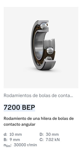 Rodamiento 7200 Bep De Bolas - Contacto Angular Med: 10x30x9 7