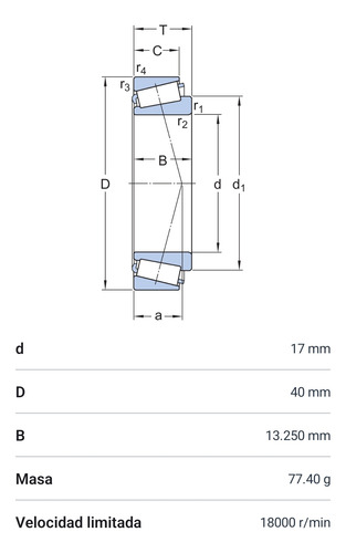 Rodamiento 30203 De Rodillos Cónicos Medidas: 17x40x13.25 Mm 2