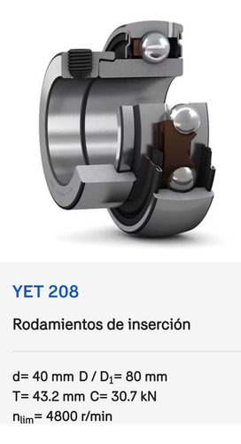 Rodamiento Yet 208 De Inserción Skf Medidas: 40x80x43,2 Mm 3