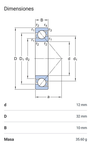 Rodamiento 7201 Bep De Bolas - Contacto Angular Med 12x32x10 2