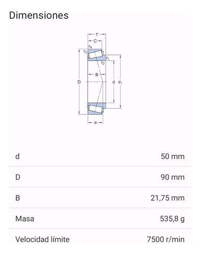Rodamiento 30210 De Rodillos Cónicos Medidas: 50x90x21.75 Mm 2